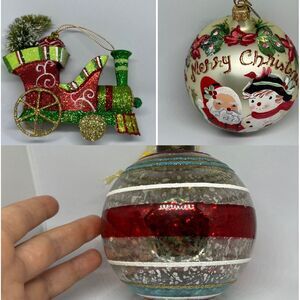 Pier 1 Imports Keepsake‎ Christmas Ornament Handcrafted Lot Of 3 Glass SALE ‼️